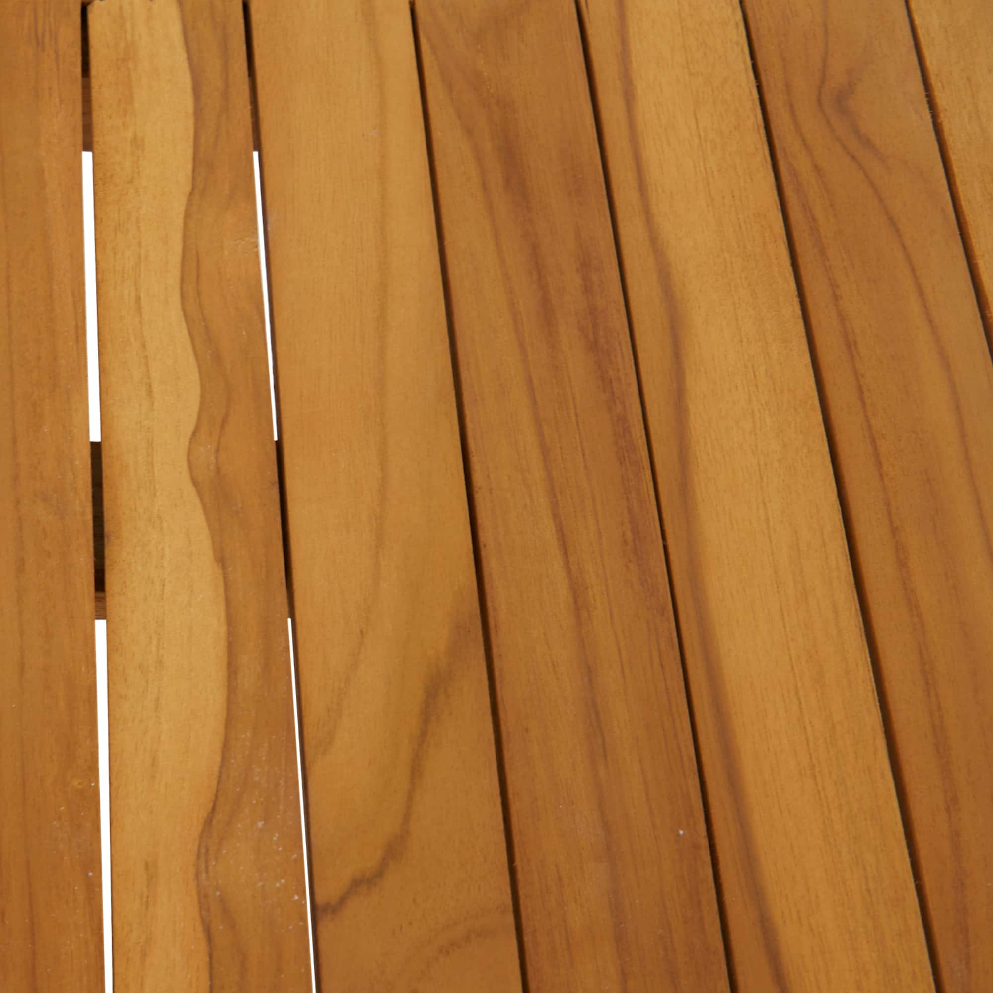 19" Brown Teak Wood Slatted Outdoor Accent Table